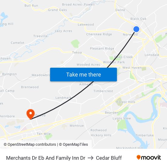 Merchants Dr Eb And Family Inn Dr to Cedar Bluff map