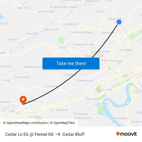 Cedar Ln Eb @ Fennel Rd to Cedar Bluff map