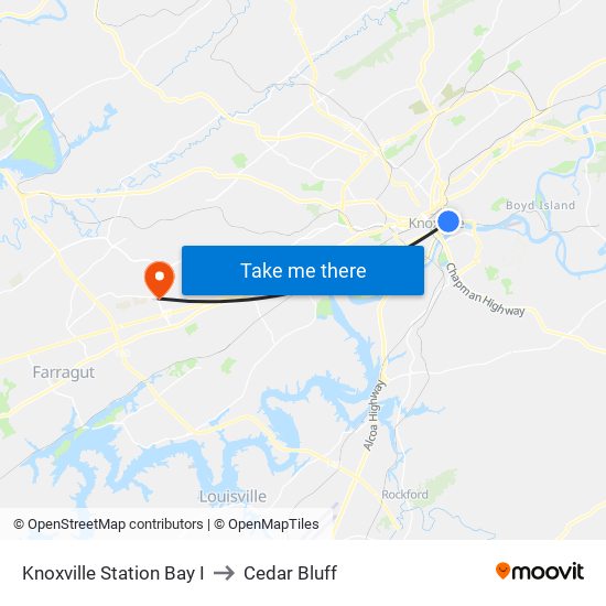 Knoxville Station Bay I to Cedar Bluff map