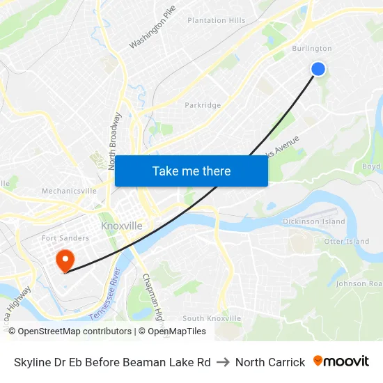 Skyline Dr Eb Before Beaman Lake Rd to North Carrick map