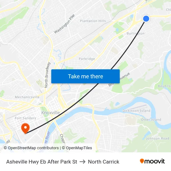 Asheville Hwy Eb After Park St to North Carrick map