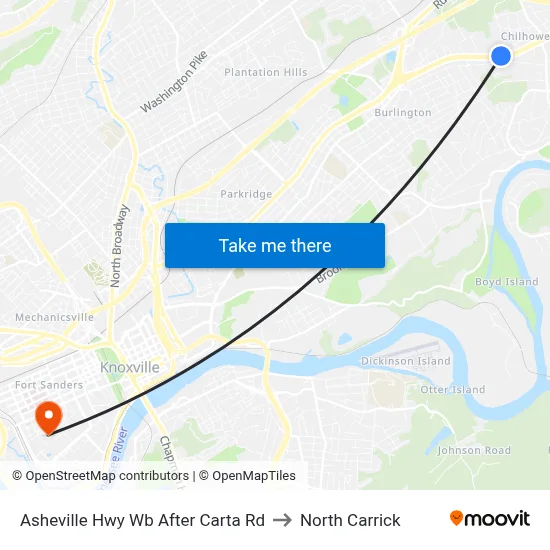 Asheville Hwy Wb After Carta Rd to North Carrick map