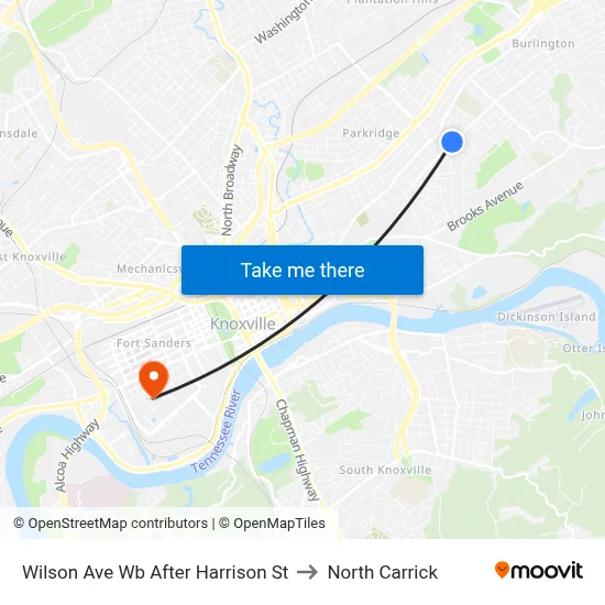 Wilson Ave Wb After Harrison St to North Carrick map