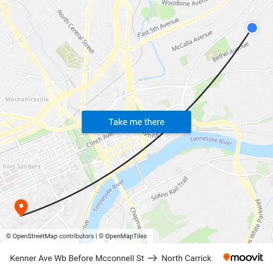 Kenner Ave Wb Before Mcconnell St to North Carrick map
