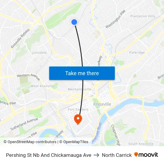 Pershing St Nb And Chickamauga Ave to North Carrick map