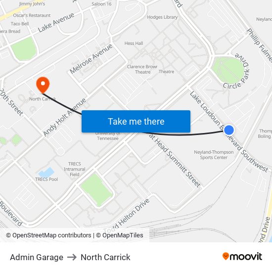 Admin Garage to North Carrick map