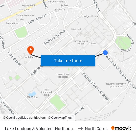 Lake Loudoun & Volunteer Northbound to North Carrick map