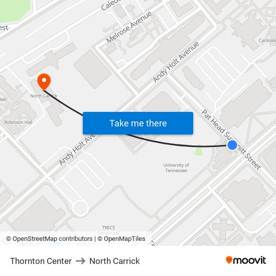 Thornton Center to North Carrick map