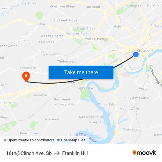 16th@Clinch Ave. Sb to Franklin Hill map