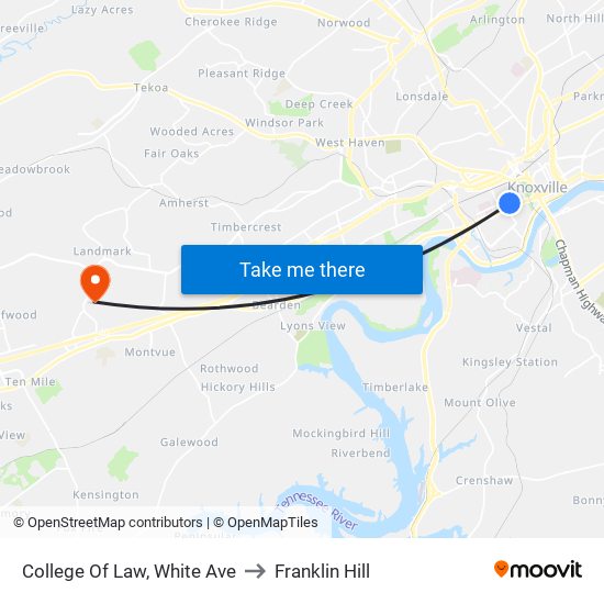 College Of Law, White Ave to Franklin Hill map