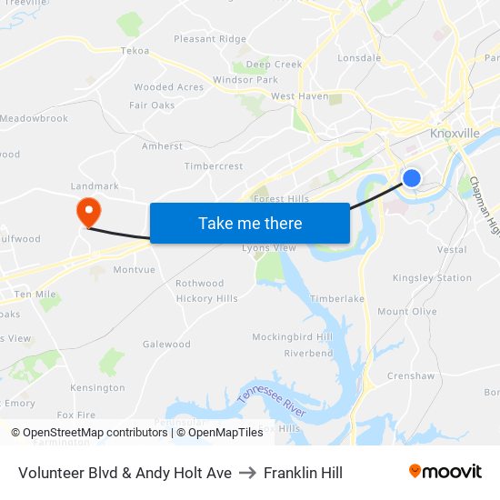 Volunteer Blvd & Andy Holt Ave to Franklin Hill map