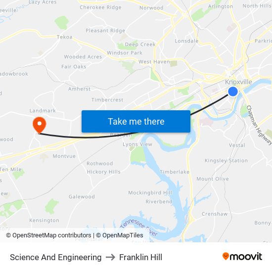 Science And Engineering to Franklin Hill map