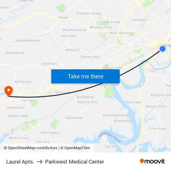 Laurel Apts. to Parkwest Medical Center map