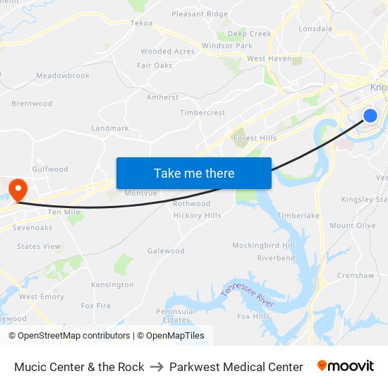 Mucic Center & the Rock to Parkwest Medical Center map