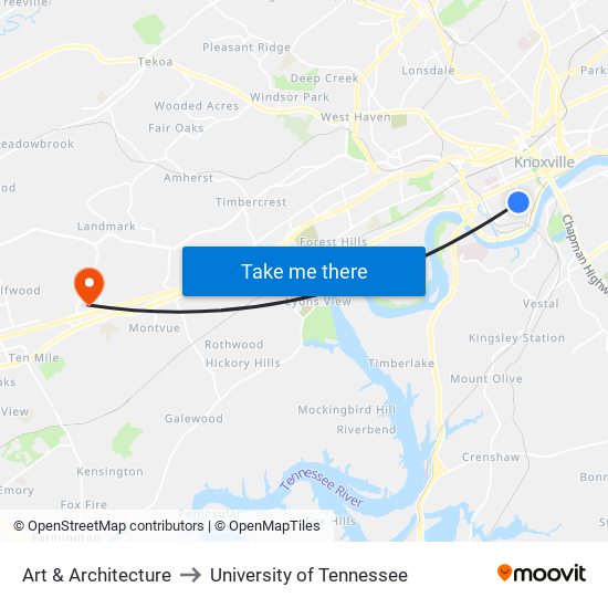 Art & Architecture to University of Tennessee map