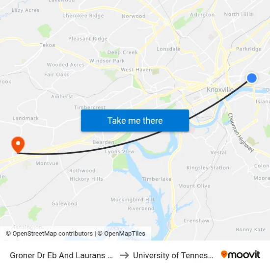Groner Dr Eb And Laurans Ave to University of Tennessee map