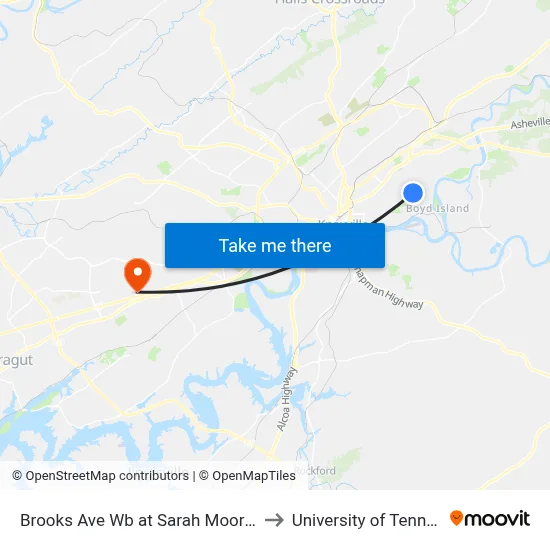 Brooks Ave Wb at Sarah Moore Green to University of Tennessee map