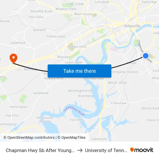 Chapman Hwy Sb After Young High Pk to University of Tennessee map