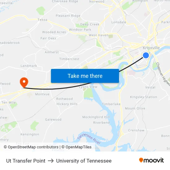 Ut Transfer Point to University of Tennessee map