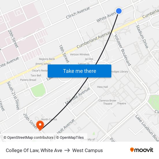 College Of Law, White Ave to West Campus map