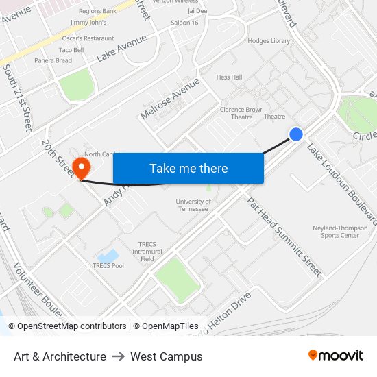 Art & Architecture to West Campus map