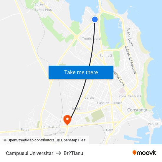 Campusul Universitar to Br?Tianu map