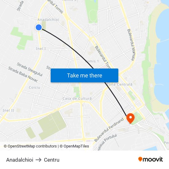 Anadalchioi to Centru map