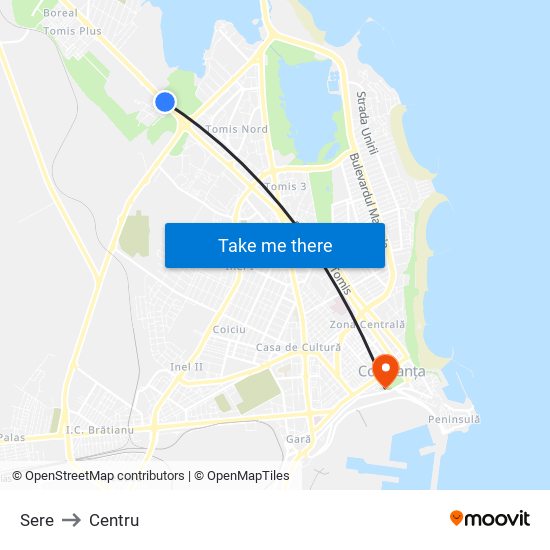 Sere to Centru map