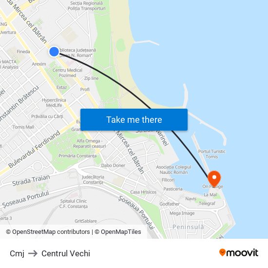 Cmj to Centrul Vechi map