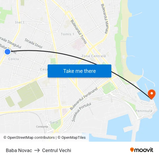 Baba Novac to Centrul Vechi map