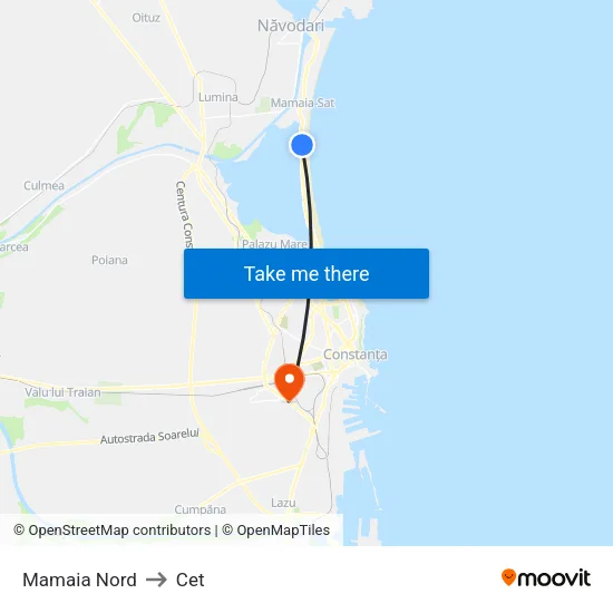 Mamaia Nord to Cet map