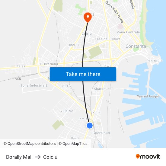 Dorally Mall to Coiciu map