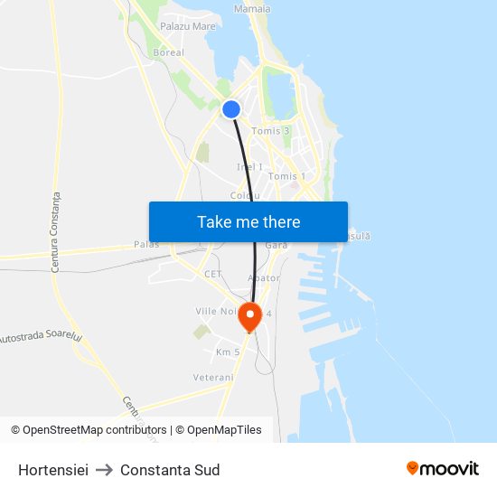 Hortensiei to Constanta Sud map
