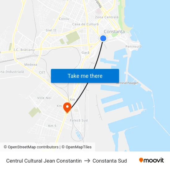 Centrul Cultural Jean Constantin to Constanta Sud map