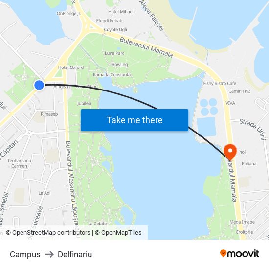 Campus to Delfinariu map