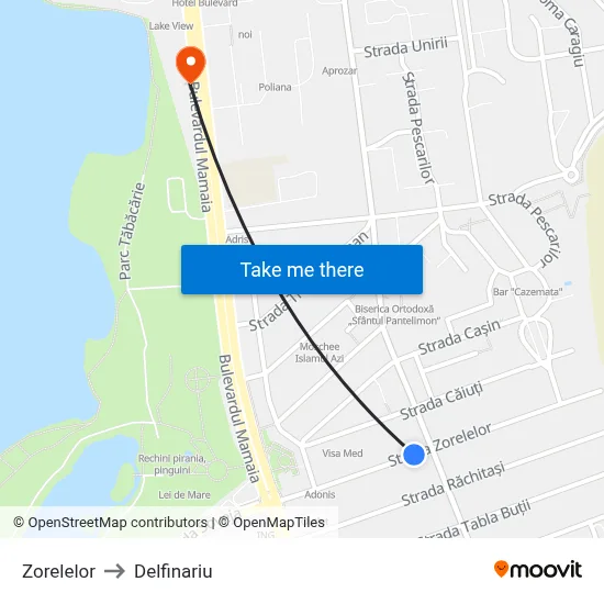 Zorelelor to Delfinariu map