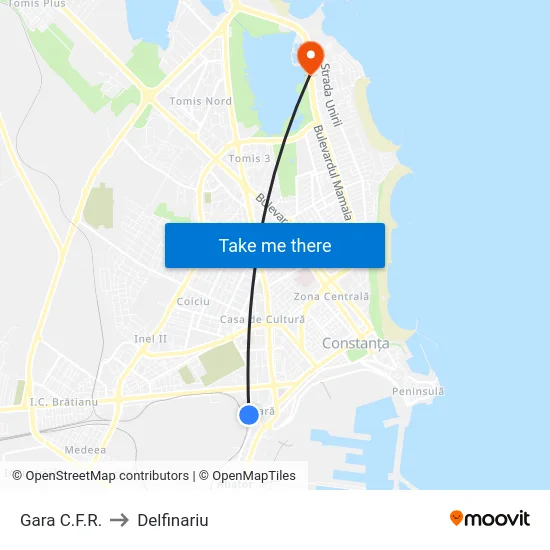 Gara C.F.R. to Delfinariu map