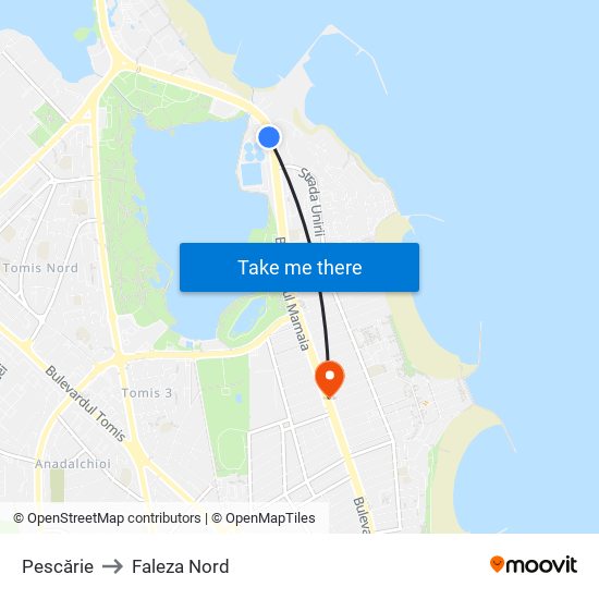 Pescărie to Faleza Nord map