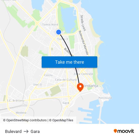 Bulevard to Gara map