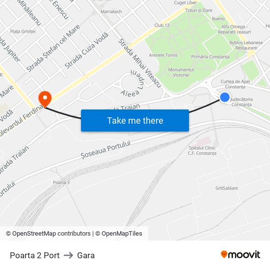 Poarta 2 Port to Gara map