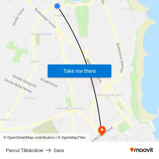 Parcul Tăbăcăriei to Gara map