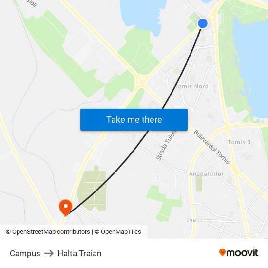 Campus to Halta Traian map