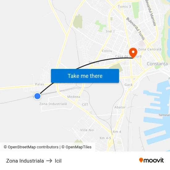 Zona Industriala to Icil map