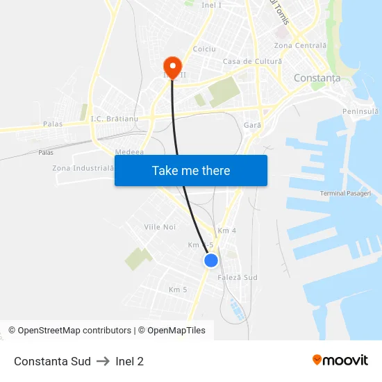 Constanta Sud to Inel 2 map