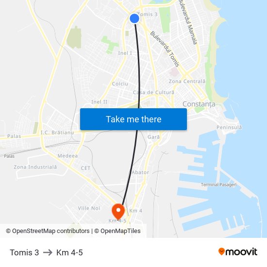 Tomis 3 to Km 4-5 map