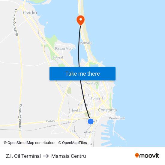 Z.I. Oil Terminal to Mamaia Centru map