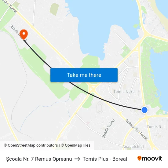 Școala Nr. 7 Remus Opreanu to Tomis Plus - Boreal map
