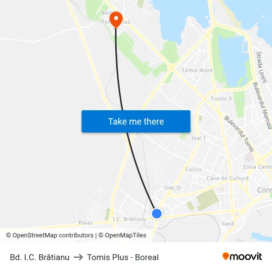 Bd. I.C. Brătianu to Tomis Plus - Boreal map