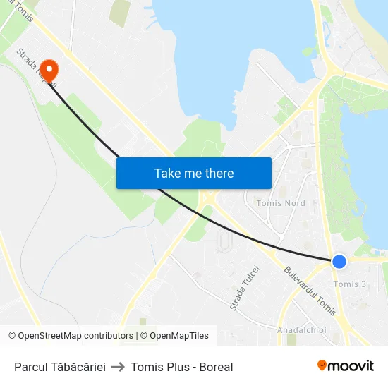 Parcul Tăbăcăriei to Tomis Plus - Boreal map