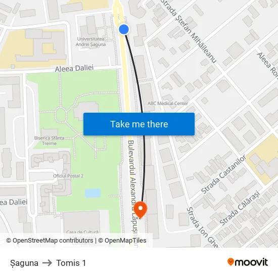 Colegiul De Artă to Tomis 1 map